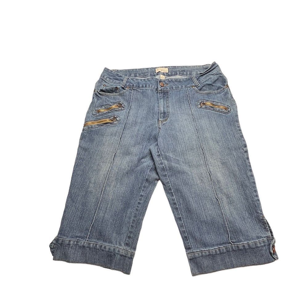 Venezia Capri Jeans Womens 20 Blue‎ Denim Stylish Buttons Cotton Blend 5 Pocket